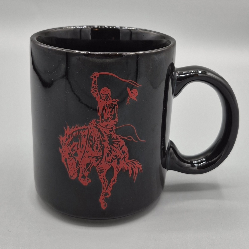 Vintage Marlboro Cowboy Man on‎ Horse Black & Red Ceramic Coffee Tea Cup Mug